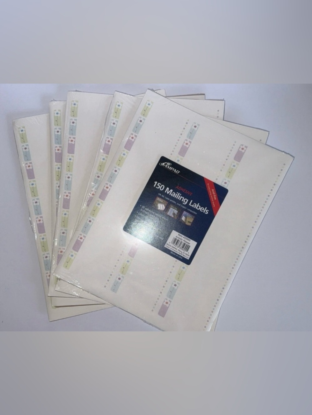 Amped Return Address Labels Sticker Sheet 150 Per Pack, 5 Packs Artistic Flower